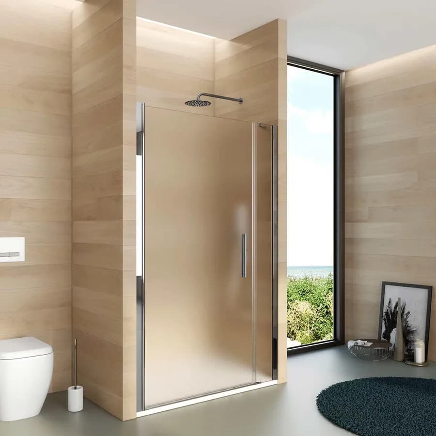 Box doccia nicchia 105 cm 90 battente + 15 fisso con vetro temperato opaco e profilo cromo 195h - Nilo