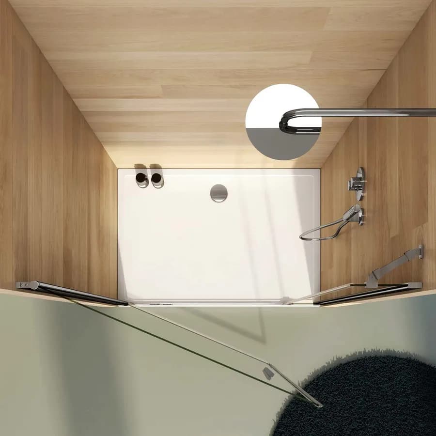 Box doccia nicchia 105 cm porta battente 90 cm con lato fisso trasparente 195h - Nilo