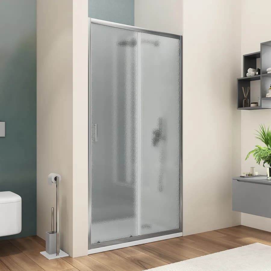 Box doccia nicchia 115 cm scorrevole con vetro stampato e profilo cromo 200h - Skin