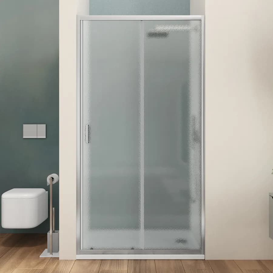 Box doccia nicchia 115 cm scorrevole con vetro stampato e profilo cromo 200h - Skin