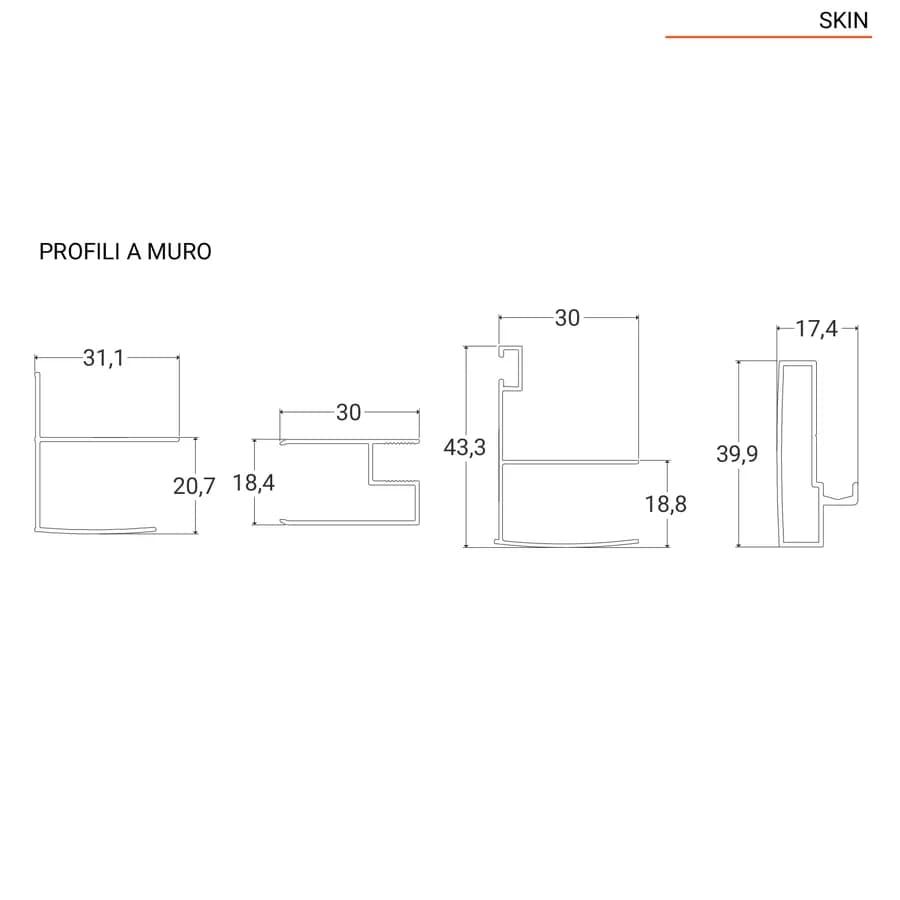 Box doccia nicchia 115 cm scorrevole con vetro stampato e profilo cromo 200h - Skin