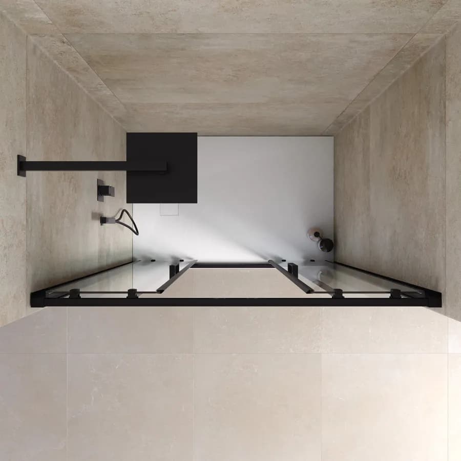 Nicchia doccia 120 cm scorrevole 4 ante profilo alluminio nero 200h anticalcare - Naomi