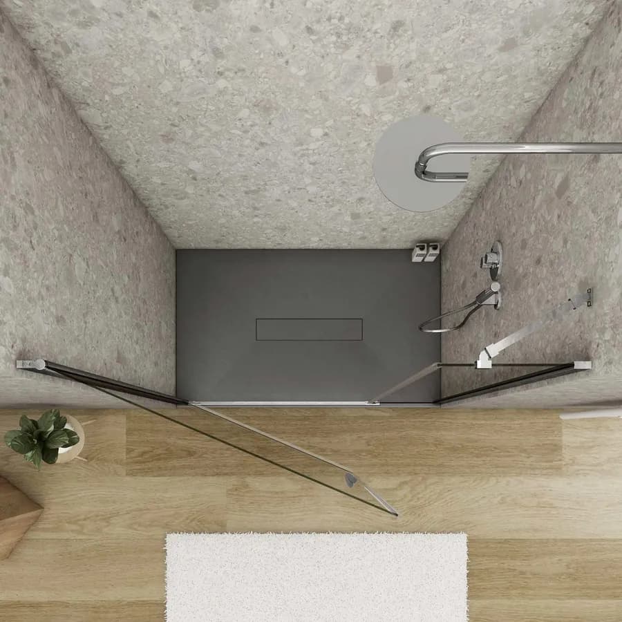 Nicchia doccia 125 cm porta battente 90 cm con lato fisso trasparente 195h - Nilo