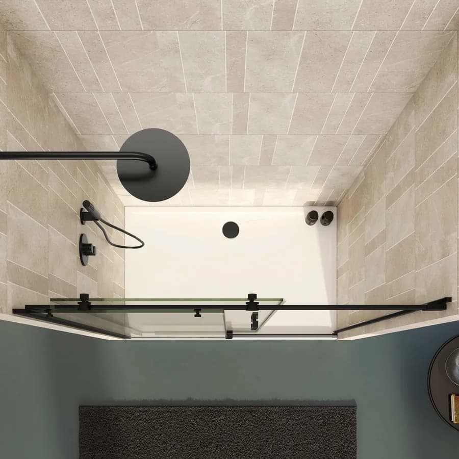 Box doccia nicchia 130 cm scorrevole vetro anticalcare trasparente profilo nero opaco 195h - Rail