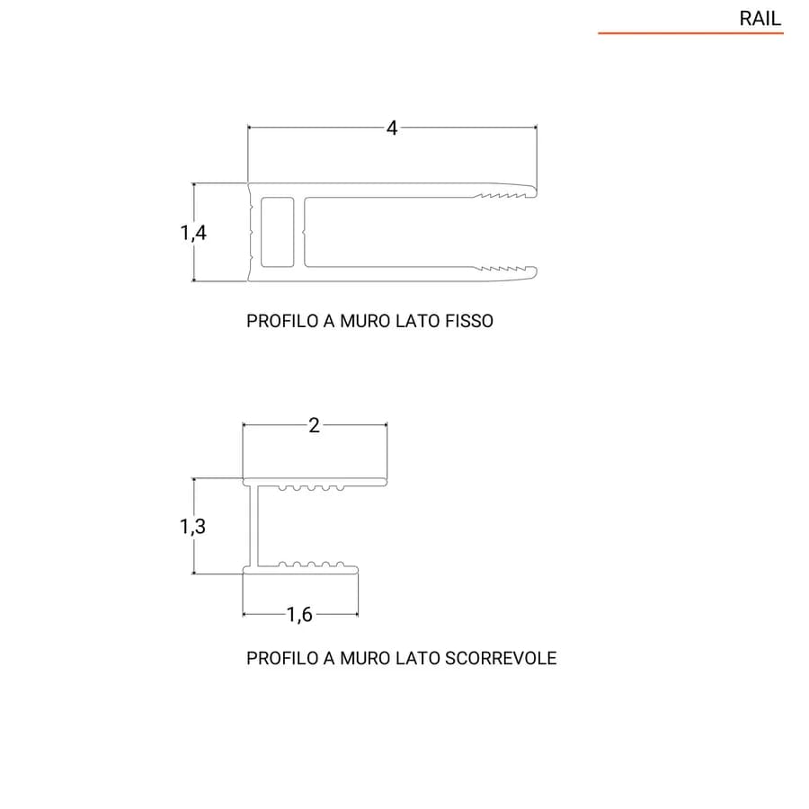 Box doccia nicchia 130 cm scorrevole vetro anticalcare trasparente profilo nero opaco 195h - Rail