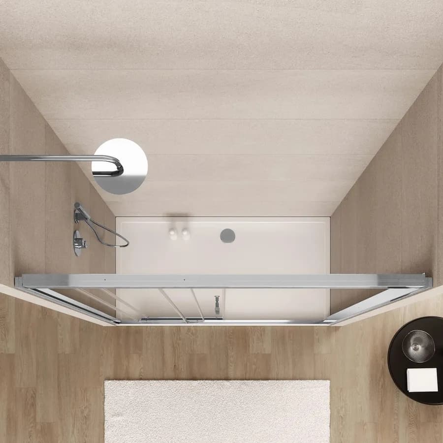 Box doccia nicchia 130 cm scorrevole verso sx 3 ante anticalcare trasparente e profilo cromo 195h - Teknic