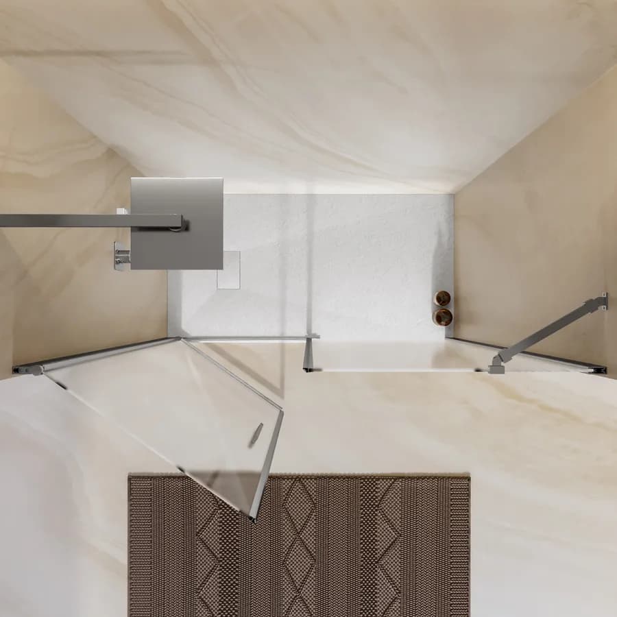 Box doccia nicchia 135 cm 65 battente + 70 fisso con vetro temperato opaco e profilo cromo 195h - Nilo