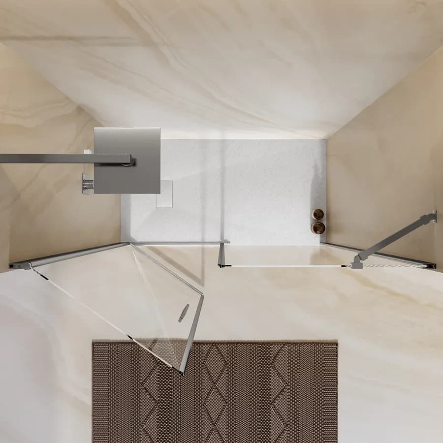Box doccia nicchia 135 cm battente 65 cm e lato fisso con vetro temperato trasparente e profilo cromo 195h - Nilo