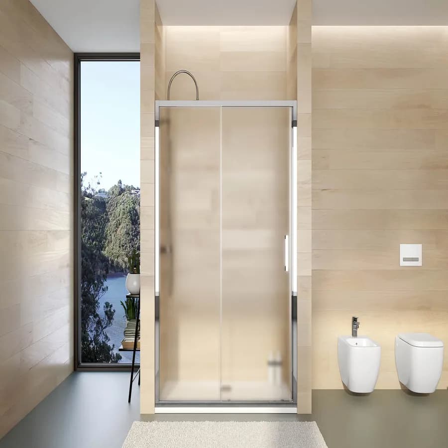 Box doccia nicchia 135 cm scorrevole vetro opaco profilo cromo 195h - Moritz