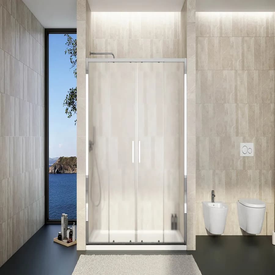 Box doccia nicchia 140 cm doppio scorrevole vetro temperato opaco profilo cromo 195h - Moritz