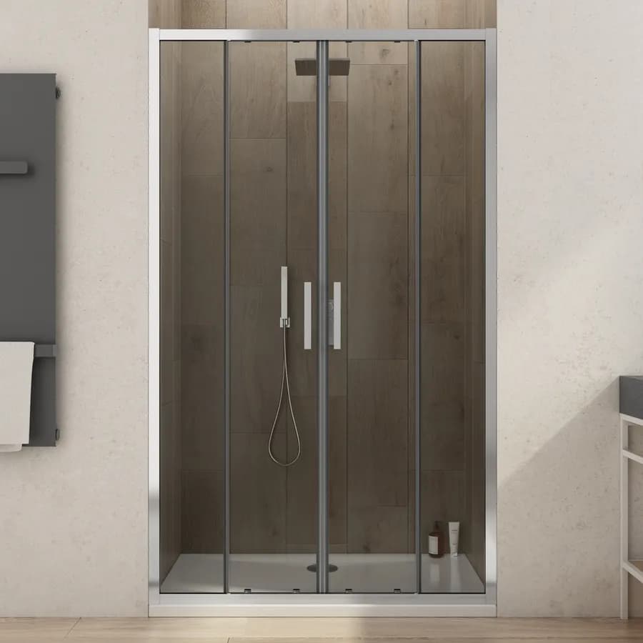 Nicchia doccia 140 cm doppio scorrevole in vetro trasparente anticalcare profilo cromo 195h - Moritz