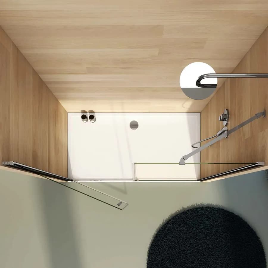 Box doccia nicchia 150 cm battente 75 cm e lato fisso con vetro temperato trasparente e profilo cromo 195h - Nilo