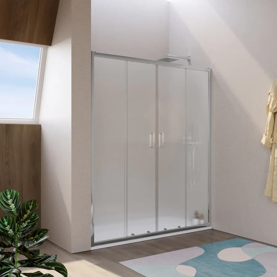 Nicchia doccia 160 cm doppio scorrevole vetro temperato 6mm stampato 185h - Young