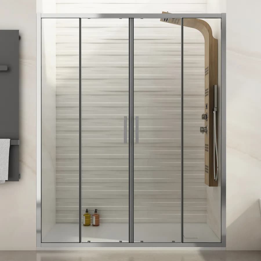 Nicchia doccia 160 cm doppio scorrevole in vetro trasparente anticalcare profilo cromo 195h - Moritz