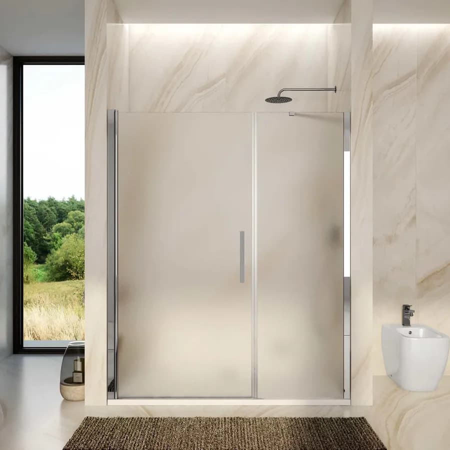 Box doccia nicchia 160 cm porta battente 95 cm con lato fisso opaco 195h - Nilo