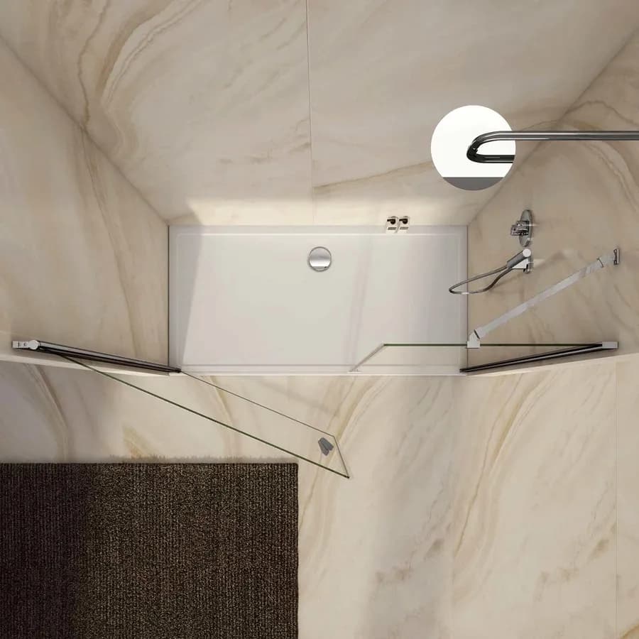 Box doccia nicchia 160 cm con porta battente 100 cm e lato fisso trasparente 195h - Nilo