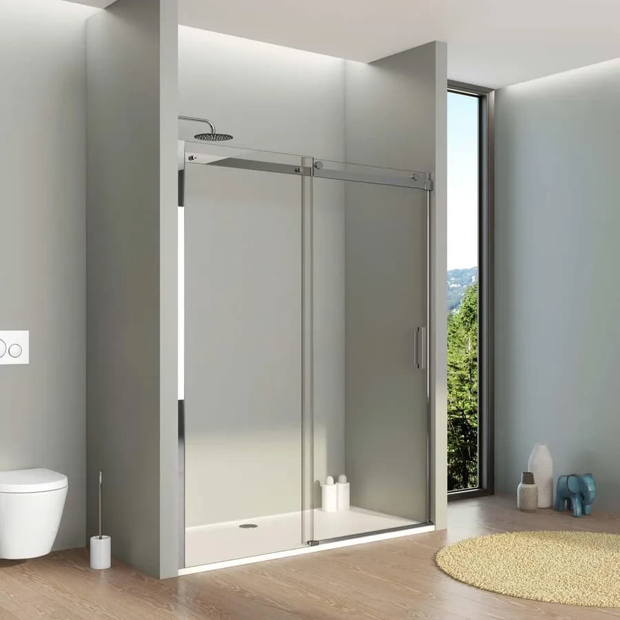 Box doccia nicchia 160 cm scorrevole vetro anticalcare trasparente profilo cromo 195h - Rail