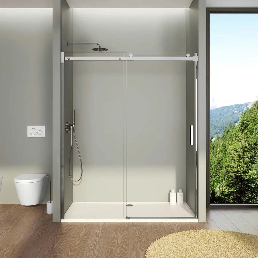 Box doccia nicchia 160 cm scorrevole vetro anticalcare trasparente profilo cromo 195h - Rail