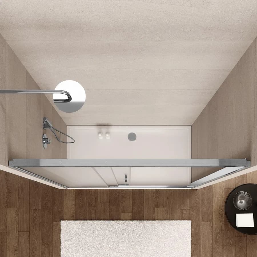 Box doccia nicchia 160 cm scorrevole verso sx 3 ante anticalcare opaco e profilo cromo 195h - Teknic