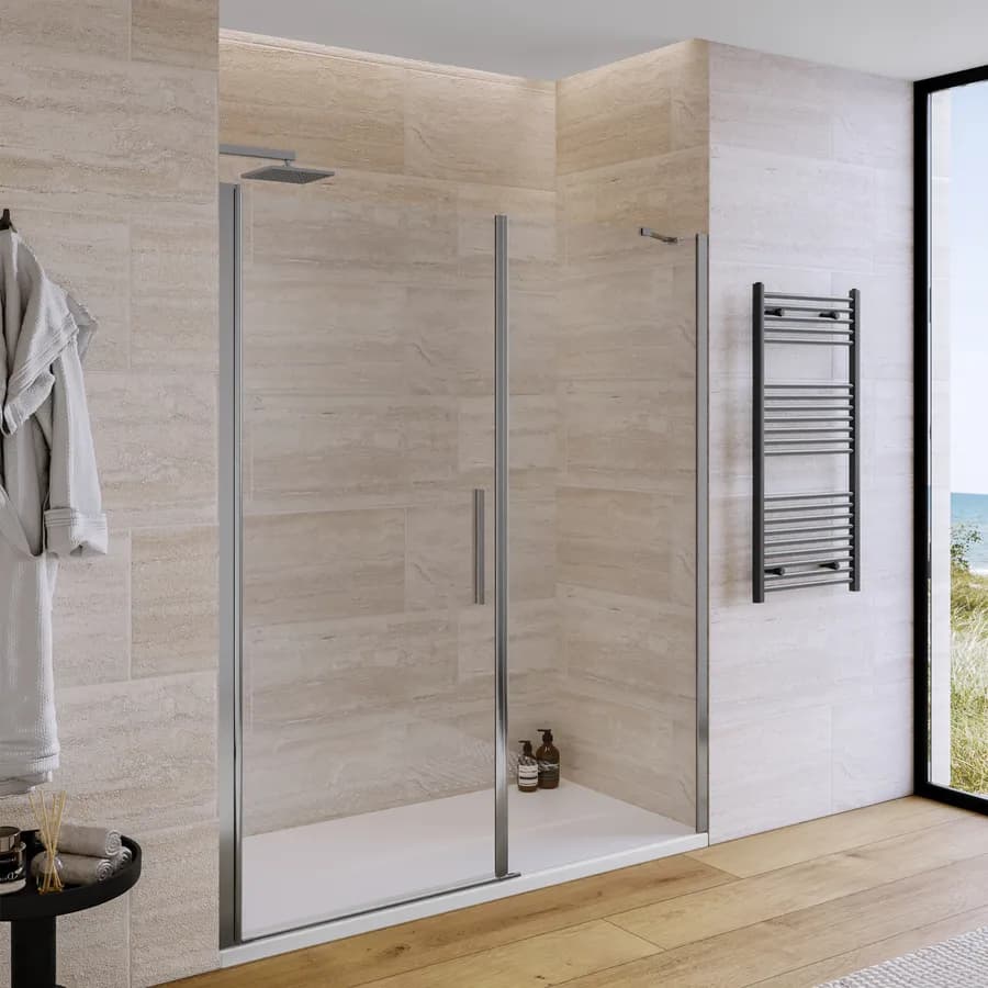 Box doccia nicchia doccia 165 cm porta battente 85 cm con lato fisso trasparente - Nilo