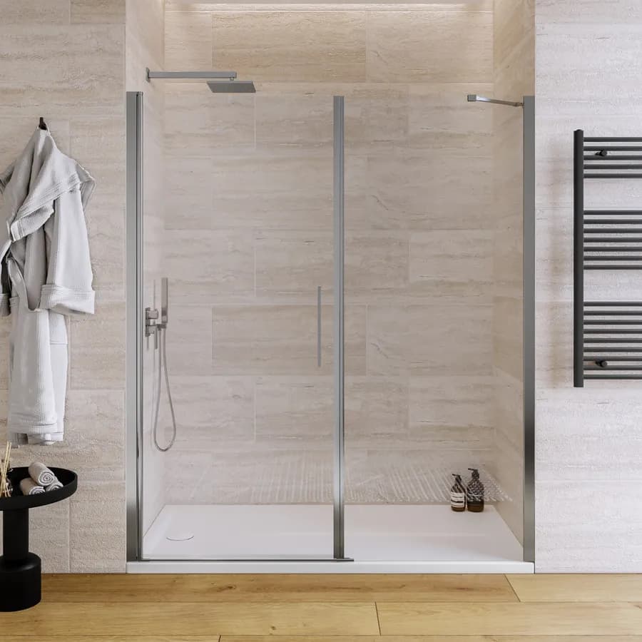 Box doccia nicchia doccia 165 cm porta battente 85 cm con lato fisso trasparente - Nilo