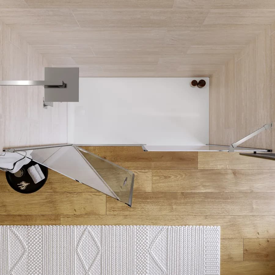 Box doccia nicchia doccia 165 cm porta battente 85 cm con lato fisso trasparente - Nilo