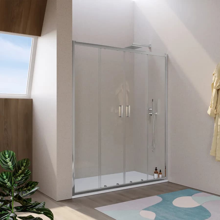 Nicchia doccia 170 cm doppio scorrevole vetro temperato 6mm trasparente 185h - Young