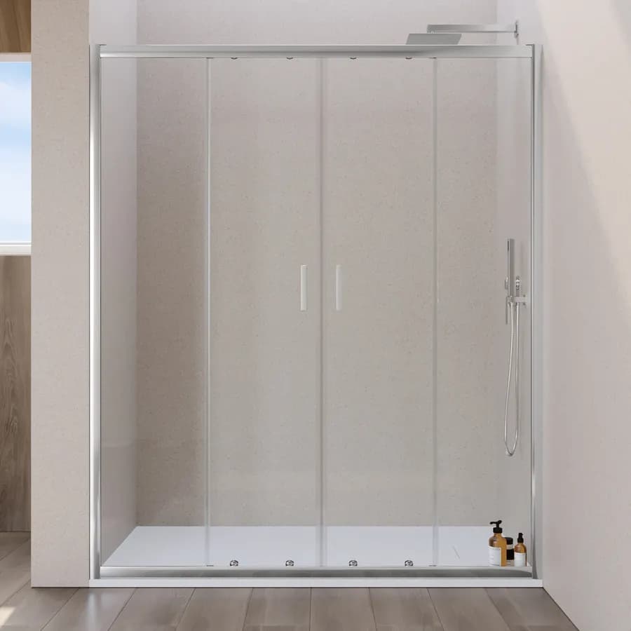 Nicchia doccia 170 cm doppio scorrevole vetro temperato 6mm trasparente 185h - Young