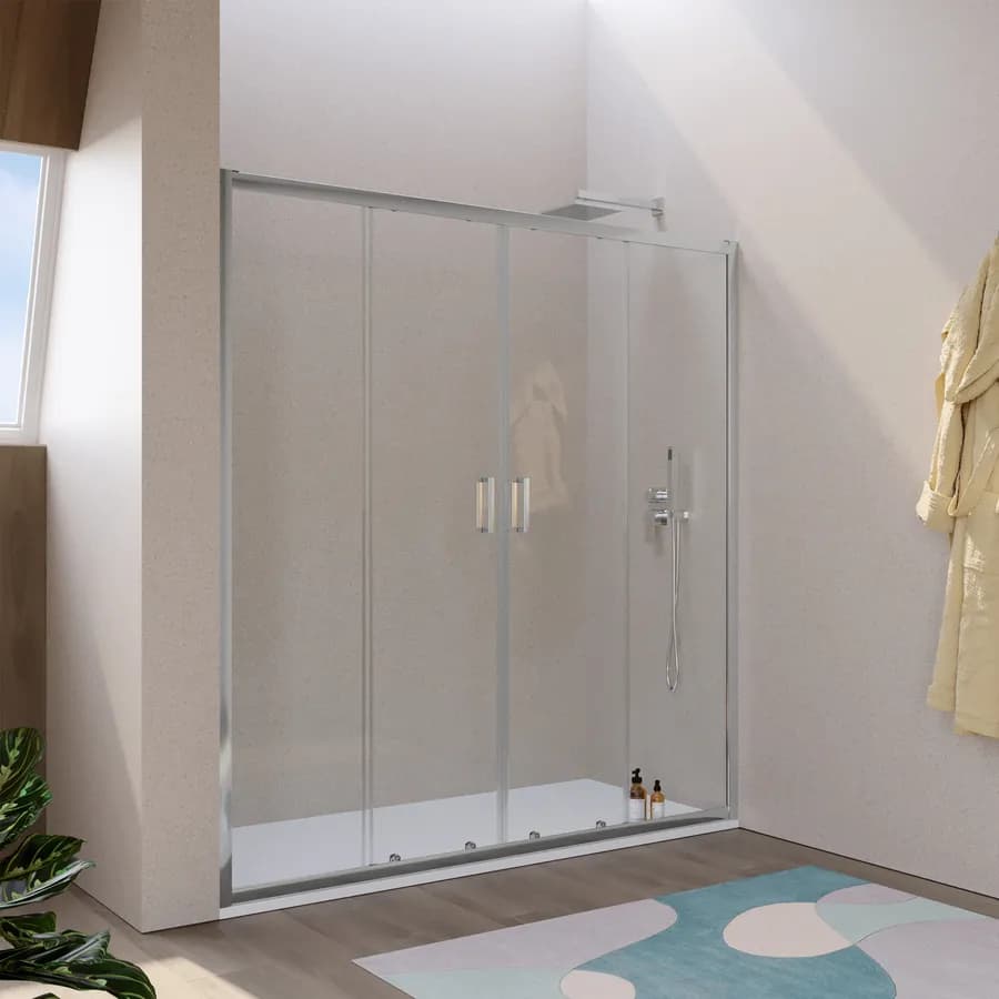 Nicchia doccia 180 cm doppio scorrevole vetro temperato 6mm trasparente 185h - Young