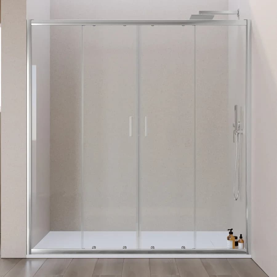 Nicchia doccia 180 cm doppio scorrevole vetro temperato 6mm trasparente 185h - Young