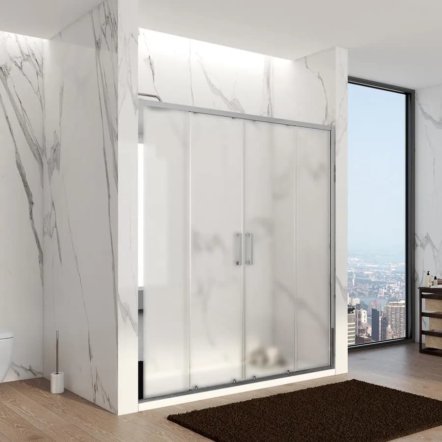 Box doccia nicchia 180 cm doppio scorrevole vetro temperato opaco profilo cromo 195h - Moritz
