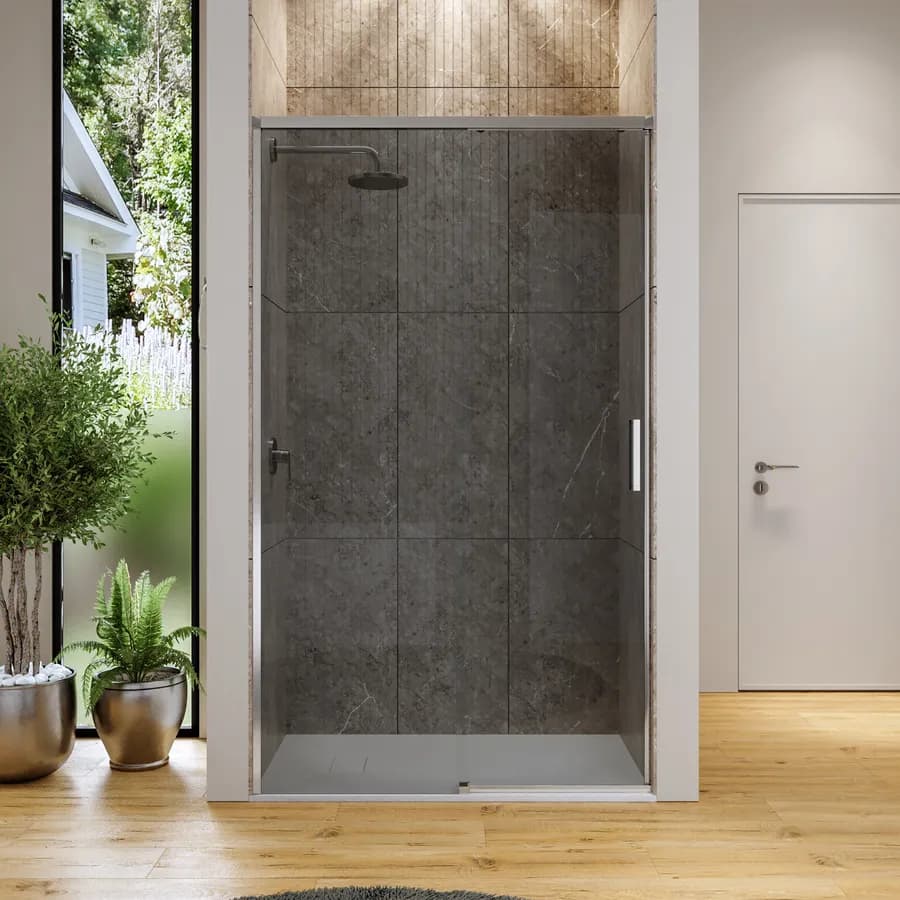 Box doccia nicchia 120 scorrevole cm in vetro temperato fumè profilo cromo 200 h - Tessa