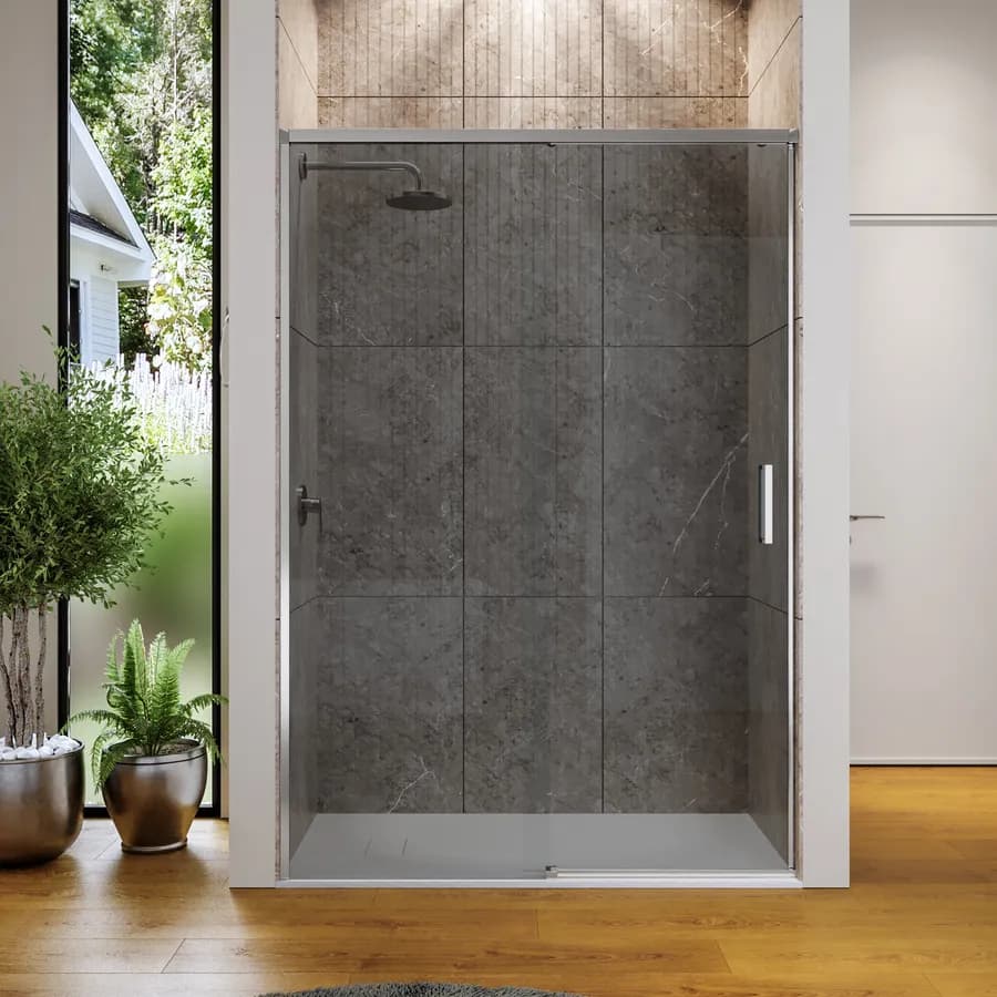 Box doccia nicchia 130 scorrevole cm in vetro temperato fumè profilo cromo 200 h - Tessa