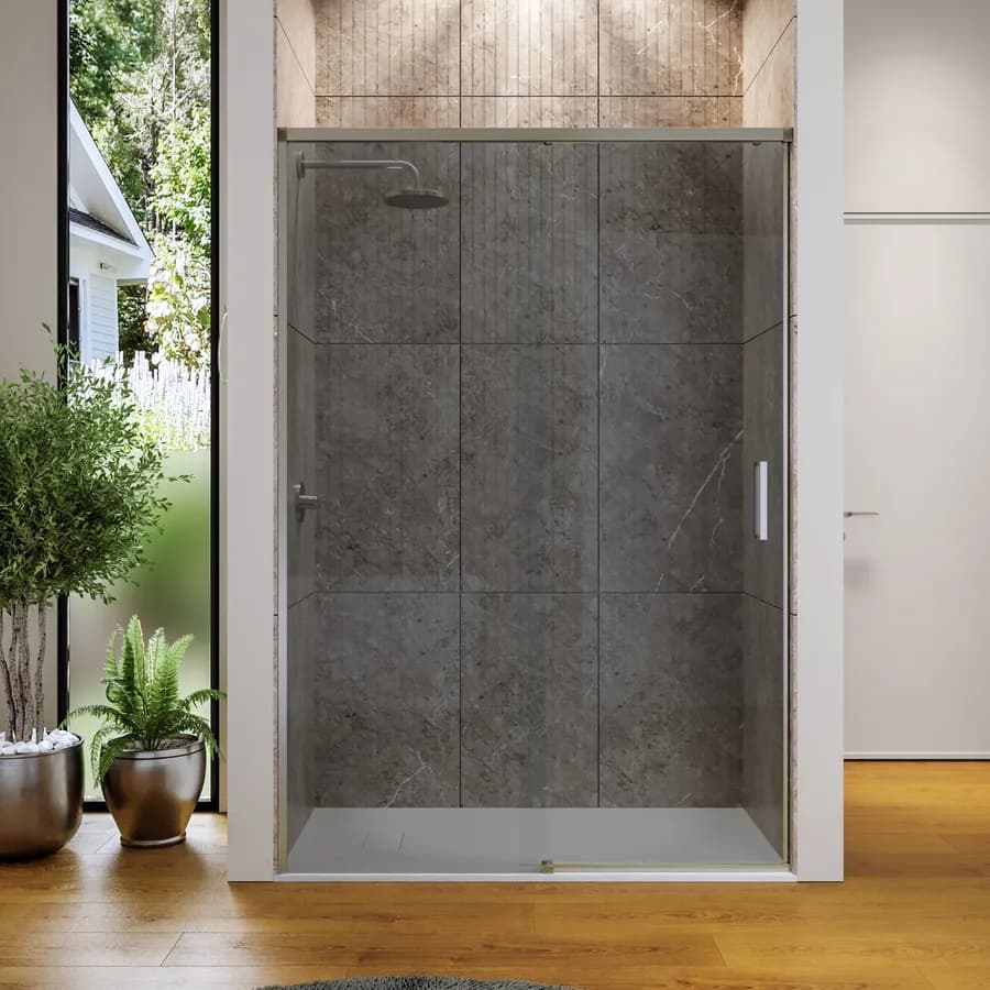 Box doccia nicchia 140 cm scorrevole in vetro temperato fumè profilo spazzolato 200 h - Tessa