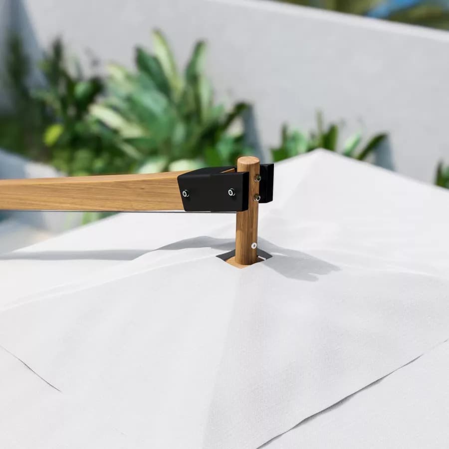 Ombrellone con palo laterale in legno e telo 4x3 m bianco - Santorini
