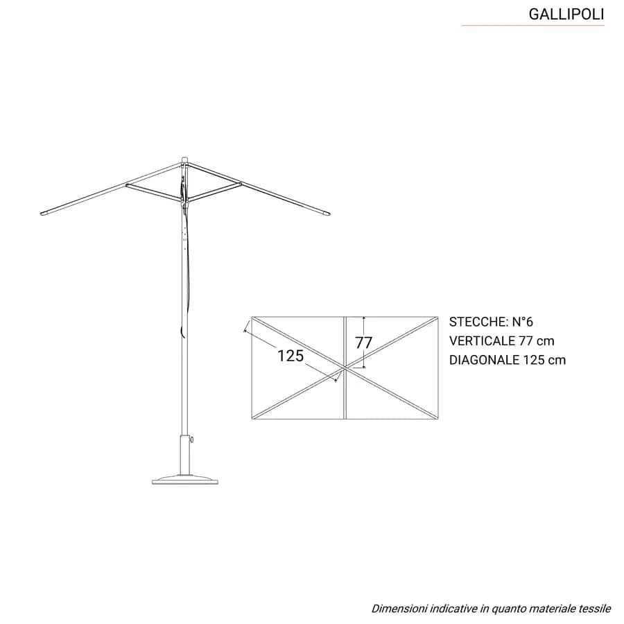 Ombrellone da giardino 1,5x2 m palo centrale telo ecrù - Gallipoli
