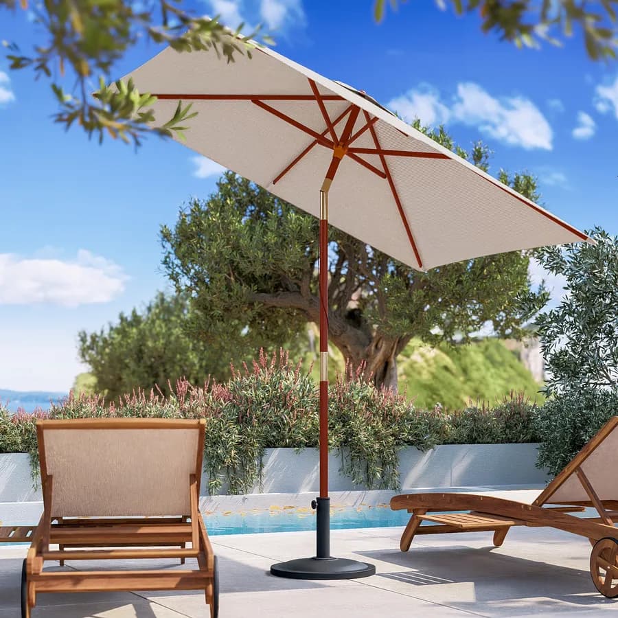 Ombrellone da giardino 1,5x2 m palo centrale telo ecrù - Gallipoli