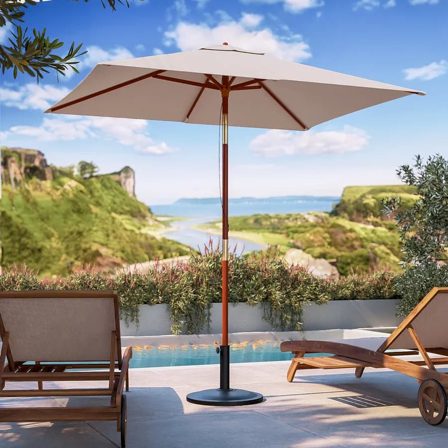 Ombrellone da giardino 1,5x2 m palo centrale telo ecrù - Gallipoli