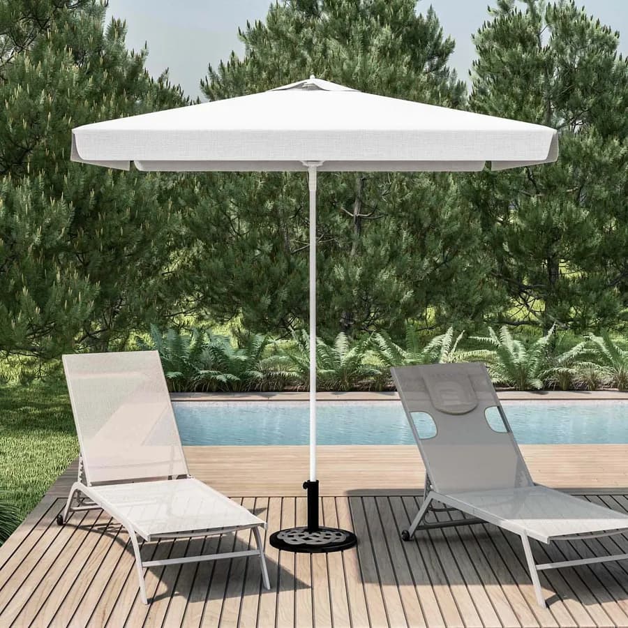 Ombrellone da giardino 2x2 m palo centrale telo bianco con flap - Belize