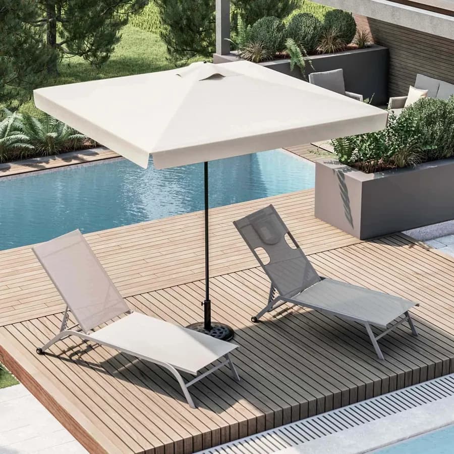 Ombrellone da giardino 2x2 m palo centrale telo ecrù con flap - Belize