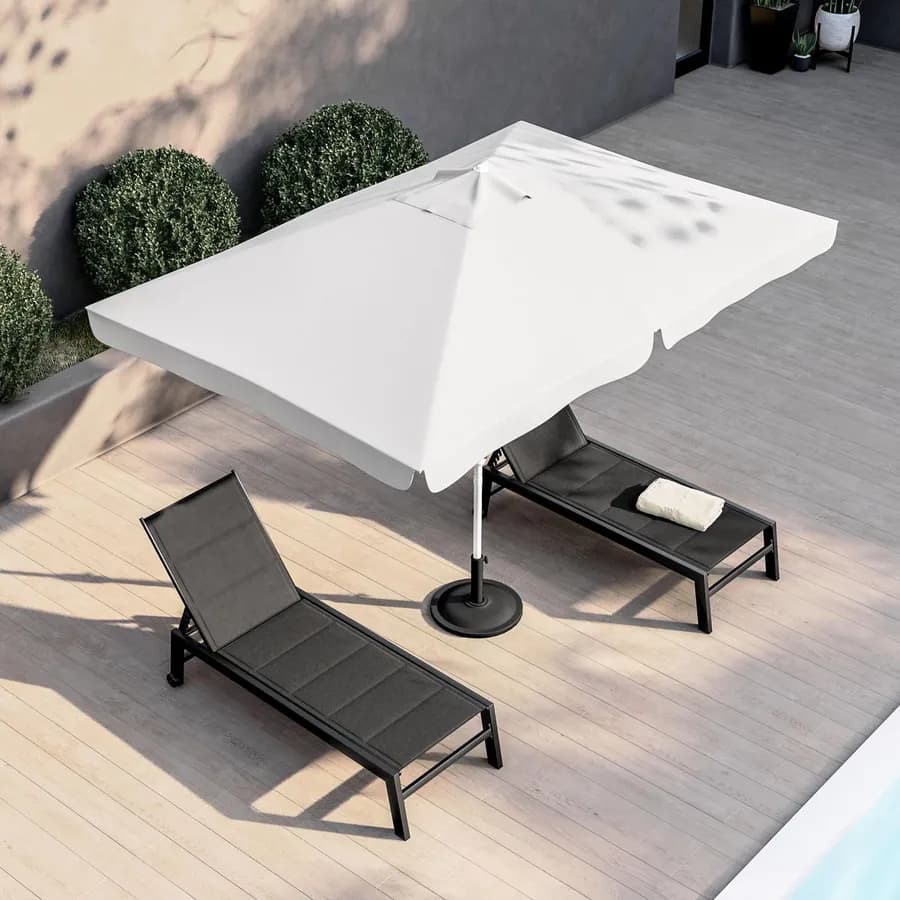 Ombrellone da giardino 2x3 m palo centrale telo bianco con volant - Tabago