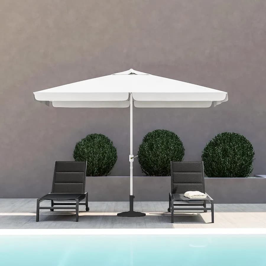 Ombrellone da giardino 2x3 m palo centrale telo bianco con volant - Tabago