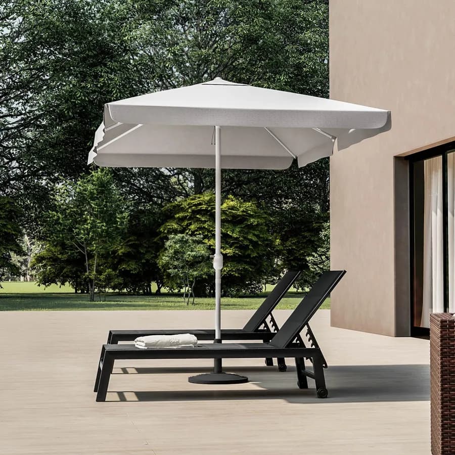 Ombrellone da giardino 2x3 m palo centrale telo bianco con volant - Tabago