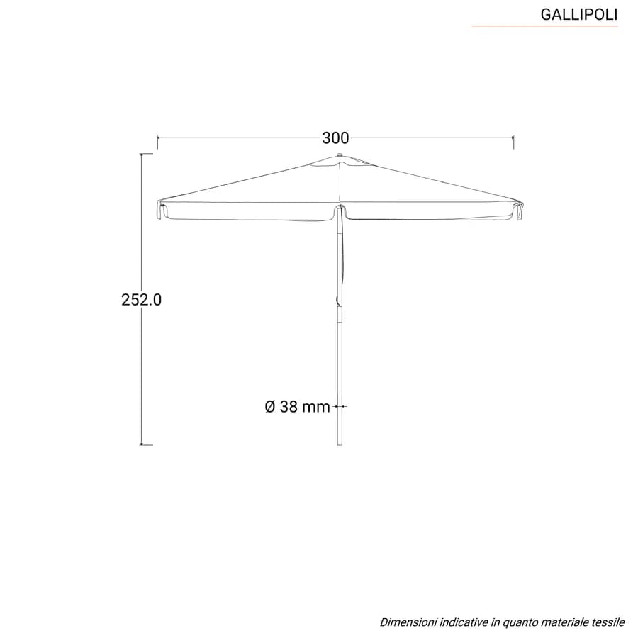 Ombrellone da giardino 2x3 m palo centrale telo blu navy con flap - Gallipoli