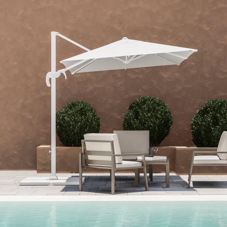 Ombrellone da giardino 3x2 m palo laterale telo bianco - Tenerife