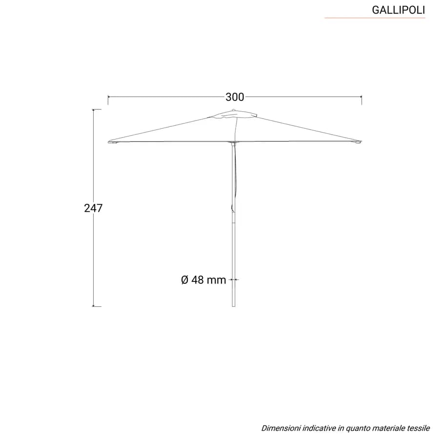 Ombrellone rotondo 3 m con palo centrale in legno e telo ecrù – Gallipoli