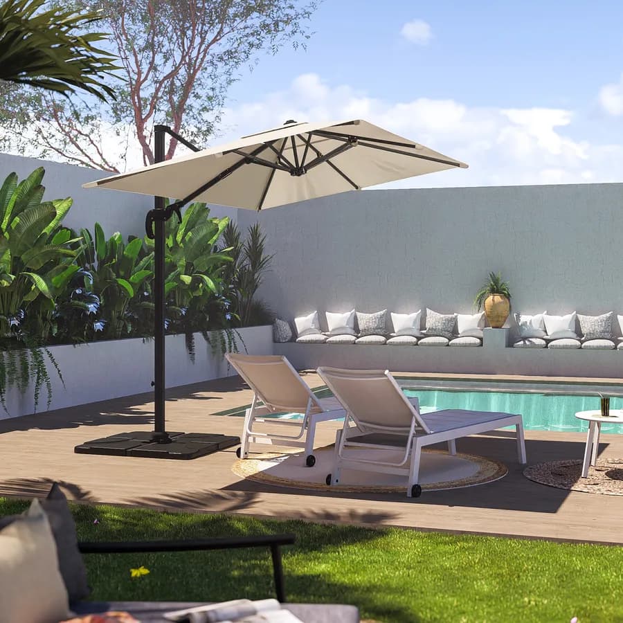 Ombrellone da giardino 3x2 m palo laterale telo ecrù struttura antracite - Tenerife