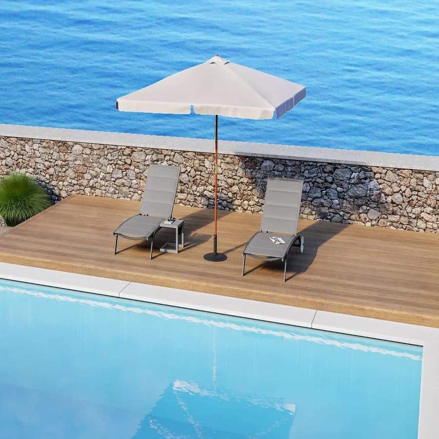 Ombrellone da giardino 3x3 m palo centrale telo ecrù con volant - Gallipoli