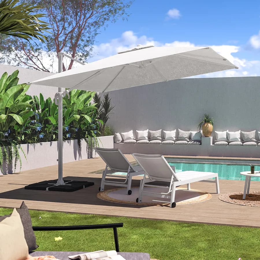 Ombrellone da giardino 3x3 m palo laterale telo bianco - Tenerife