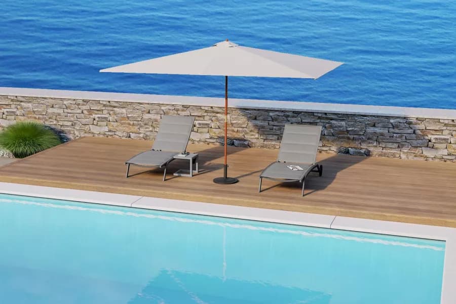 Ombrellone da giardino 3x4 m in legno palo centrale telo ecrù - Gallipoli